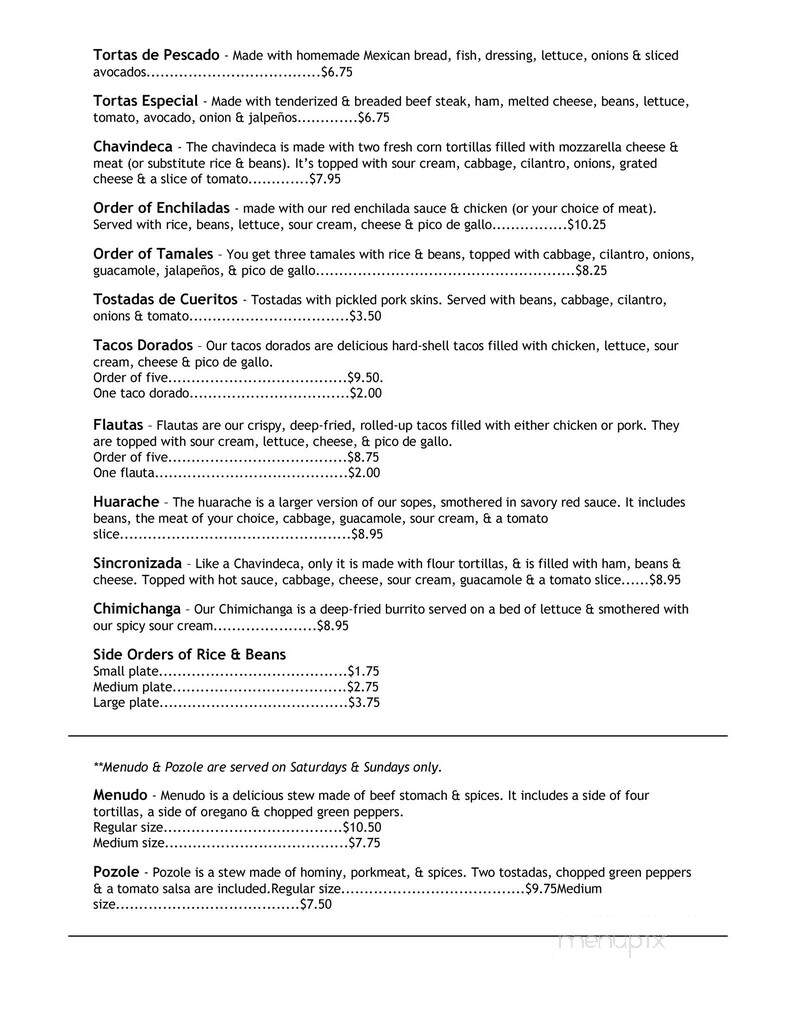 Luise's Taqueria - Woodburn, OR menu_pic