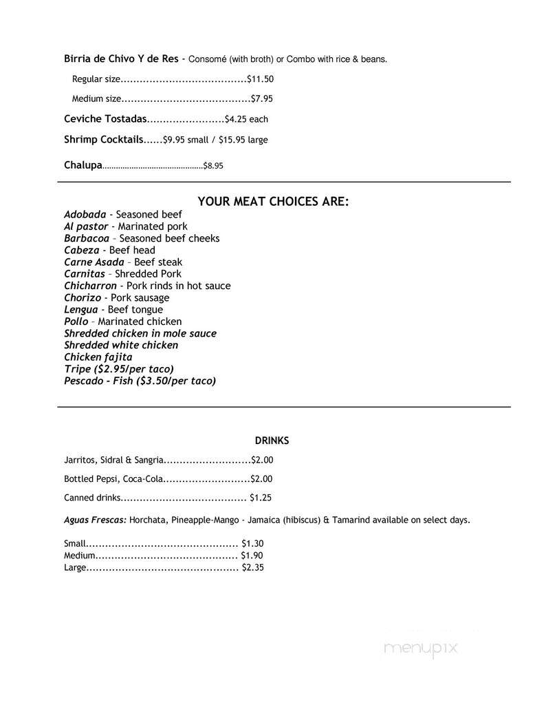Luise's Taqueria - Woodburn, OR menu_pic