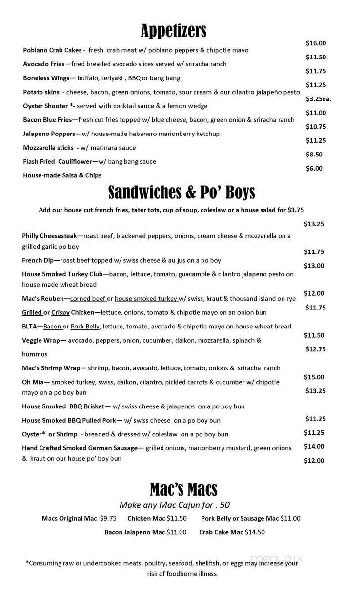 Mac's Place - Silverton, OR menu_pic
