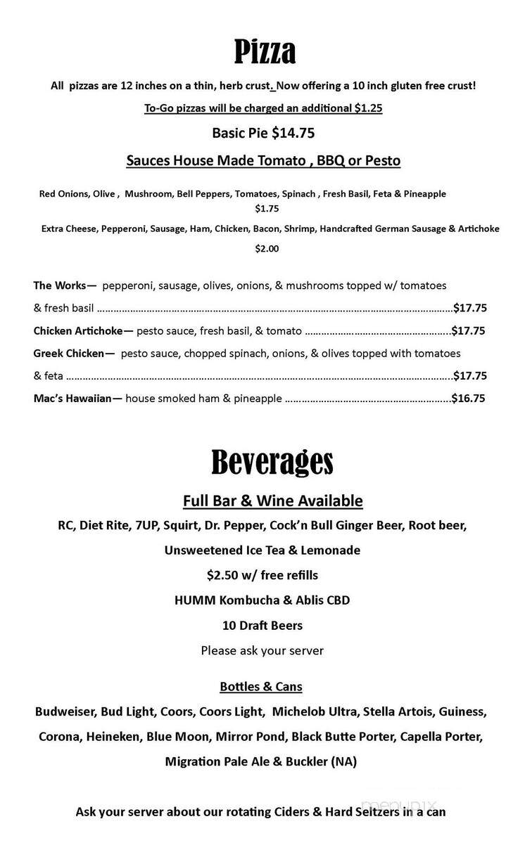 Mac's Place - Silverton, OR menu_pic