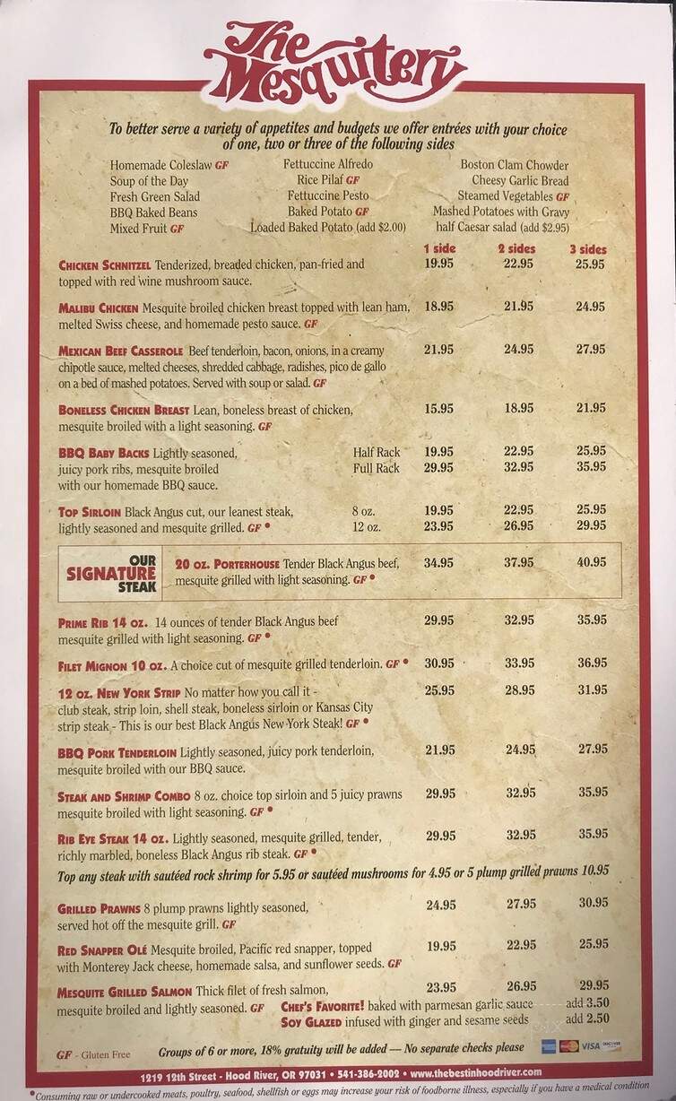 Mesquitery Restaurant & Bar - Hood River, OR menu_pic