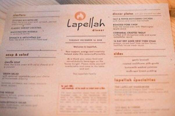 Lapellah Restaurant - Vancouver, WA menu_pic