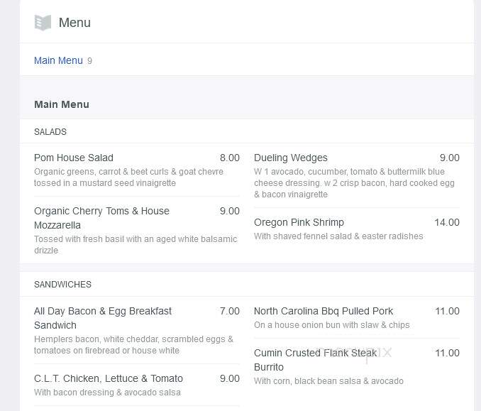 The Pomegranate Bistro - Potomac, MD menu_pic