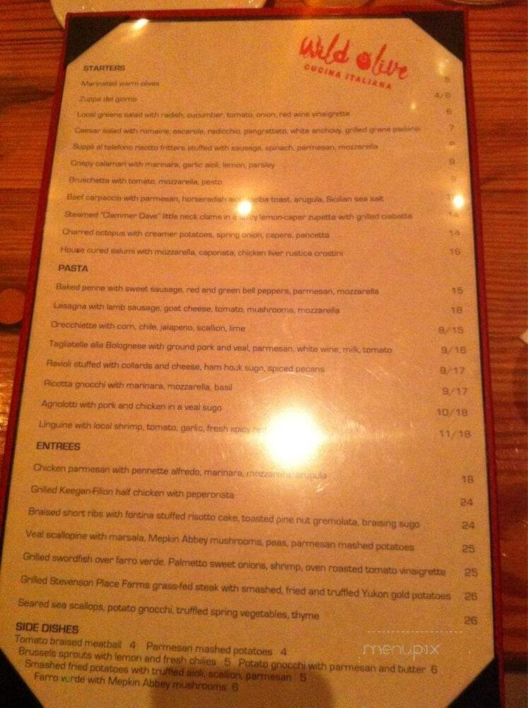 Wild Olive - Johns Island, SC menu_pic