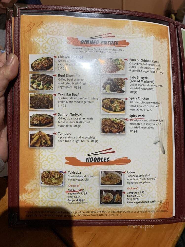 Sushi Avenue - Wilsonville, OR menu_pic