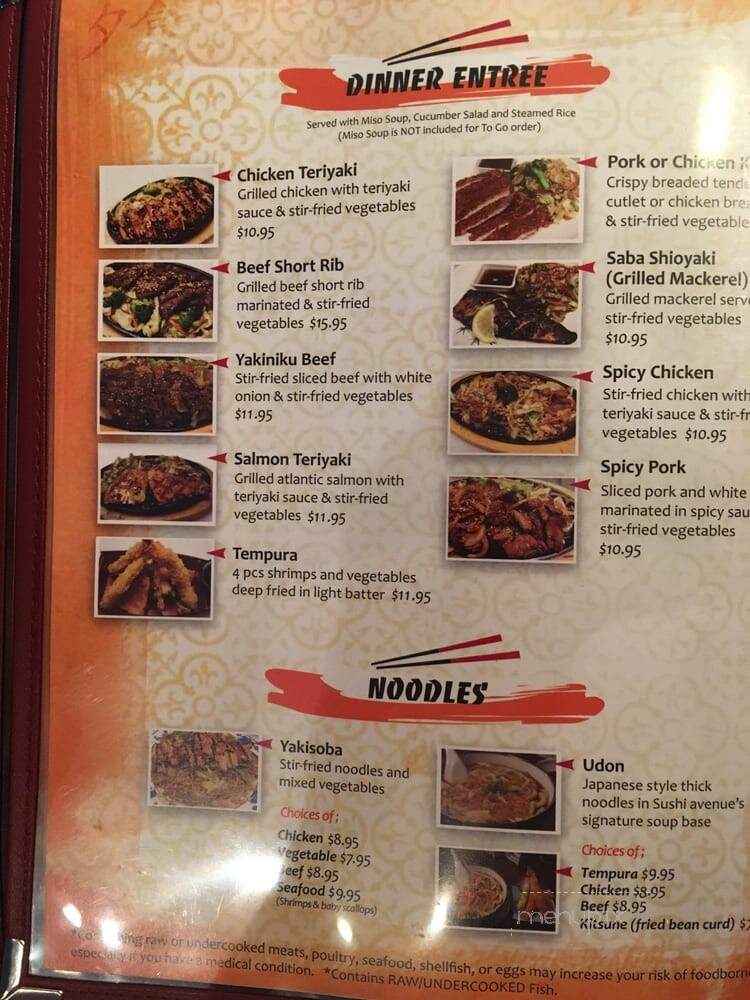 Sushi Avenue - Wilsonville, OR menu_pic