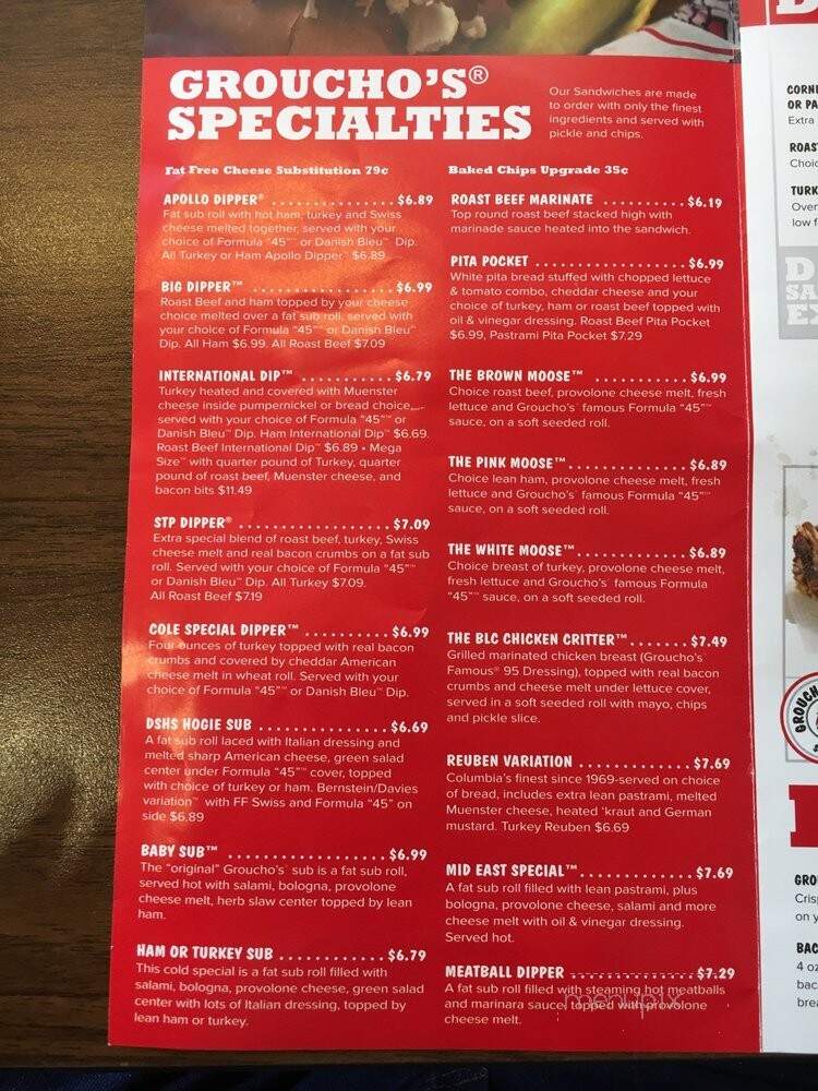 Groucho's Deli in Statesville - Statesville, NC menu_pic