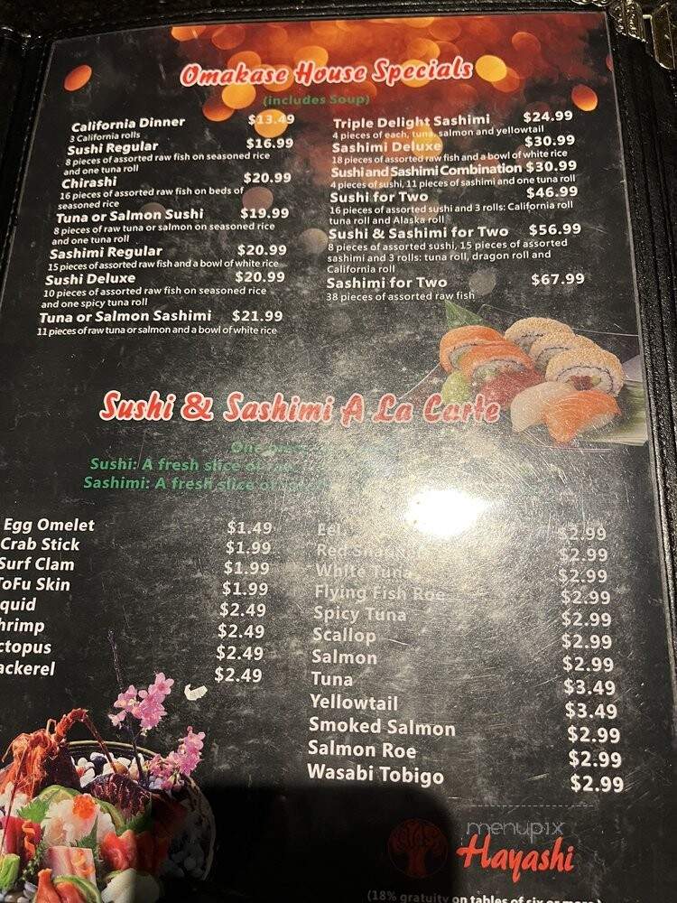 Hayashi Japanese Steakhouse - Albuquerque, NM menu_pic