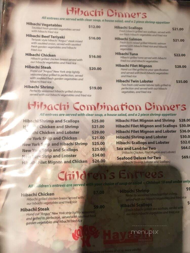 Hayashi Japanese Steakhouse - Albuquerque, NM menu_pic