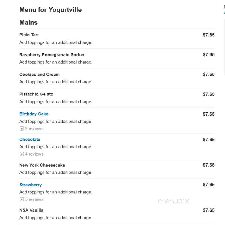 Yogurtville - Allen, TX menu_pic