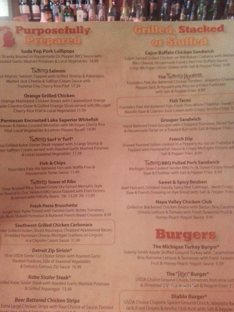 Twisted Rooster - Belleville, MI menu_pic