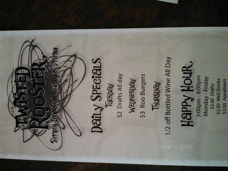 Twisted Rooster - Belleville, MI menu_pic