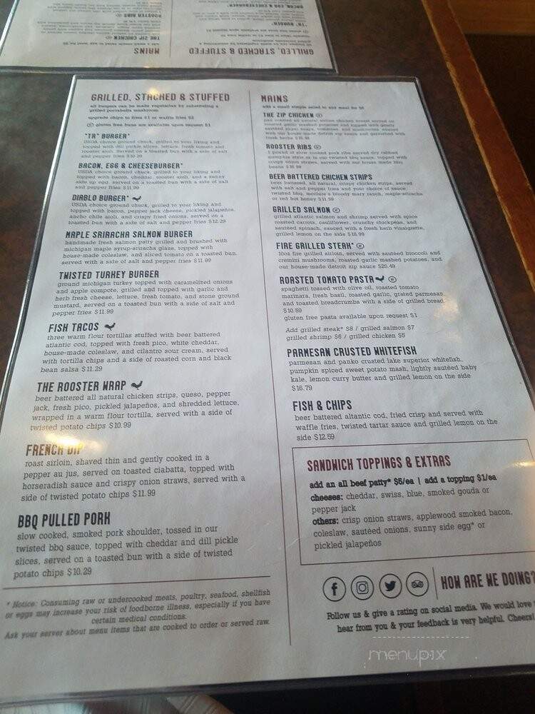 Twisted Rooster - Belleville, MI menu_pic