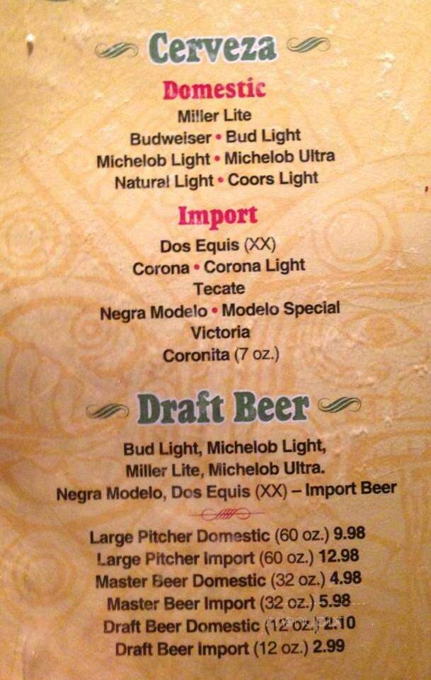 El Lorito - Bessemer City, NC menu_pic