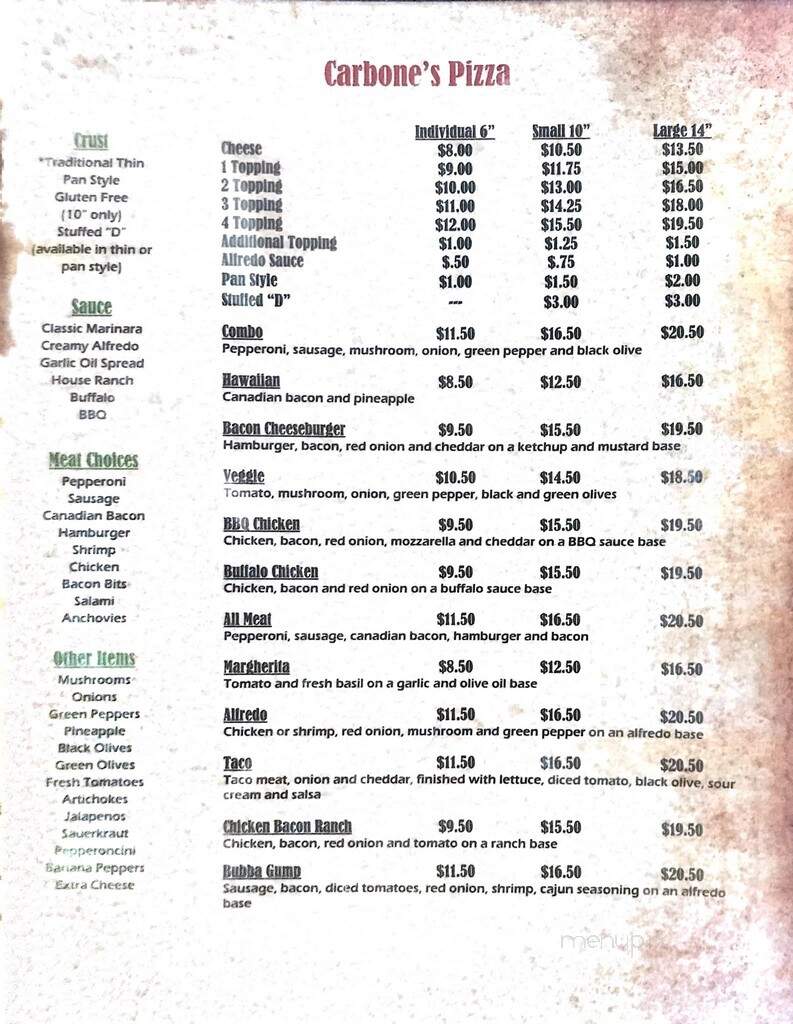 Carbone's Pizzeria - Billings, MT menu_pic