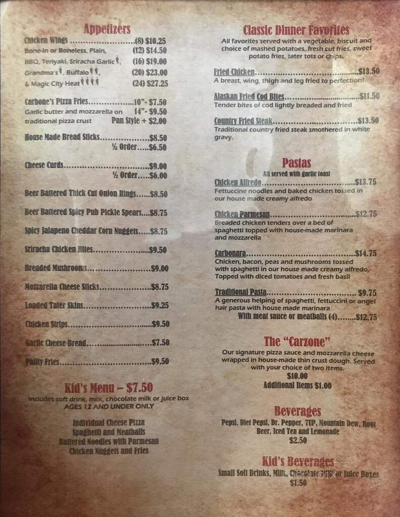 Carbone's Pizzeria - Billings, MT menu_pic