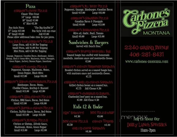 Carbone's Pizzeria - Billings, MT menu_pic