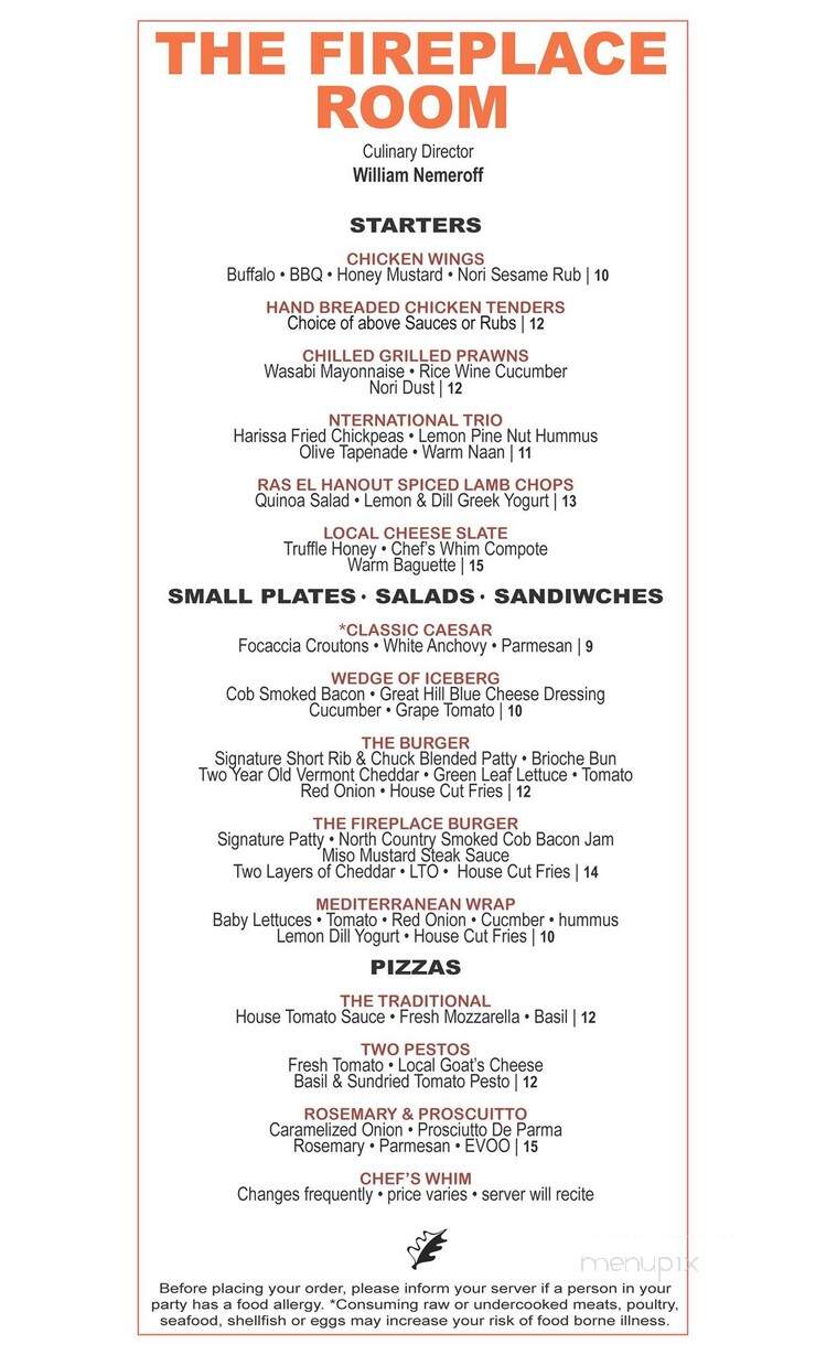 The Fireplace Room - Bolton, MA menu_pic