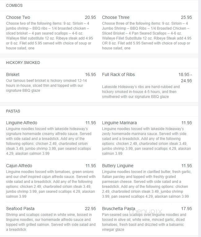 Lakeside Hideaway - Currie, MN menu_pic