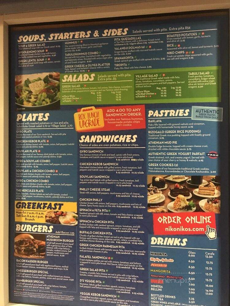 Niko Niko's Market Square - Houston, TX menu_pic