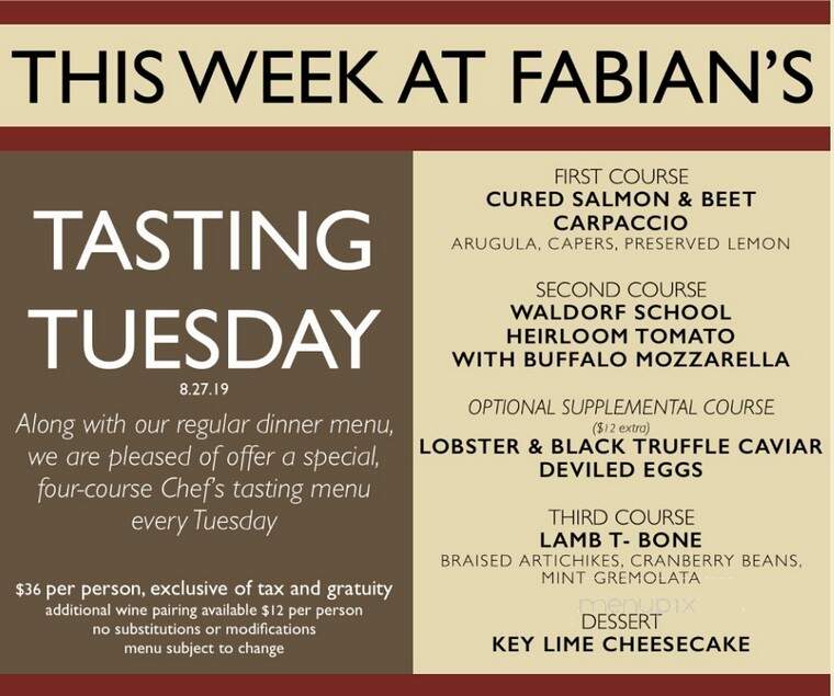 Fabian's Italian Bistro - Fair Oaks, CA menu_pic