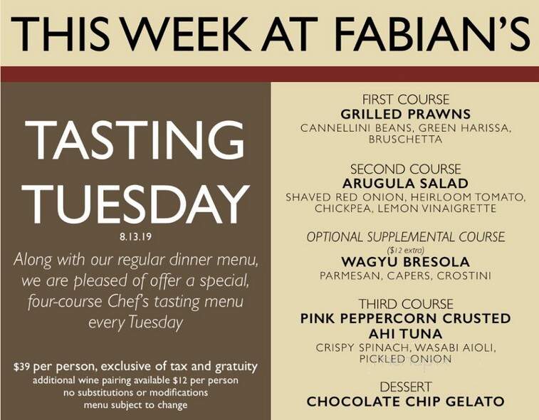 Fabian's Italian Bistro - Fair Oaks, CA menu_pic