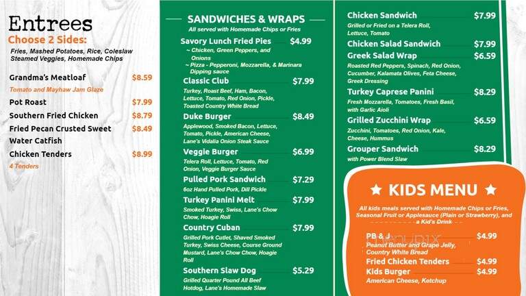 Peachtree Cafe at Lane Southern Orchards - Fort Valley, GA menu_pic