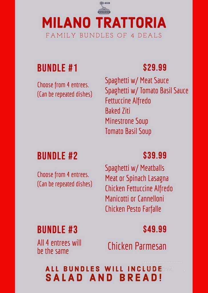 Milano Trattoria - Georgetown, TX menu_pic