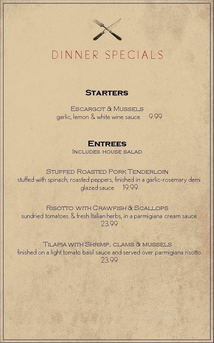 Milano Trattoria - Georgetown, TX menu_pic