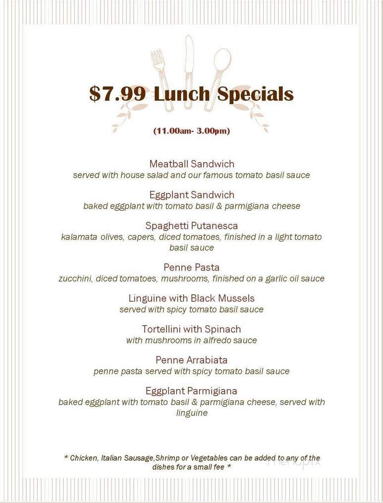 Milano Trattoria - Georgetown, TX menu_pic