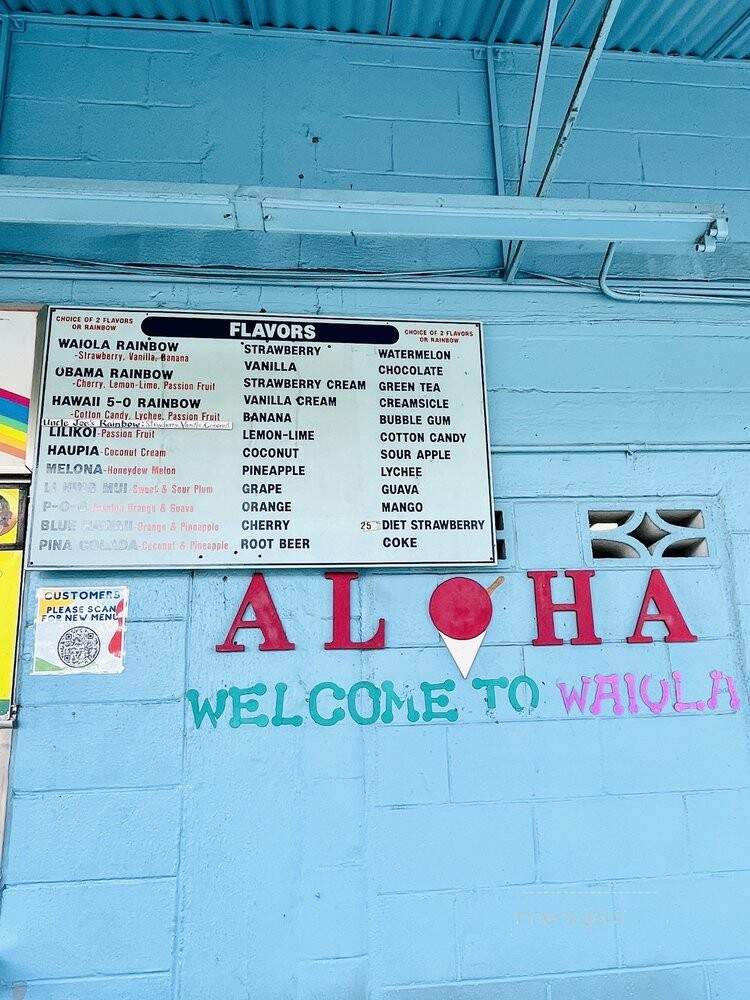 Waiola Shaved Ice - Honolulu, HI menu_pic