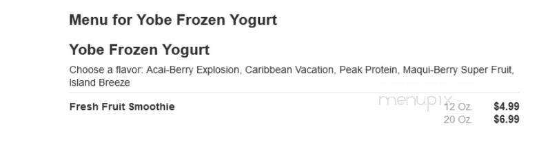 Yobe frozen yogurt - Jacksonville, FL menu_pic