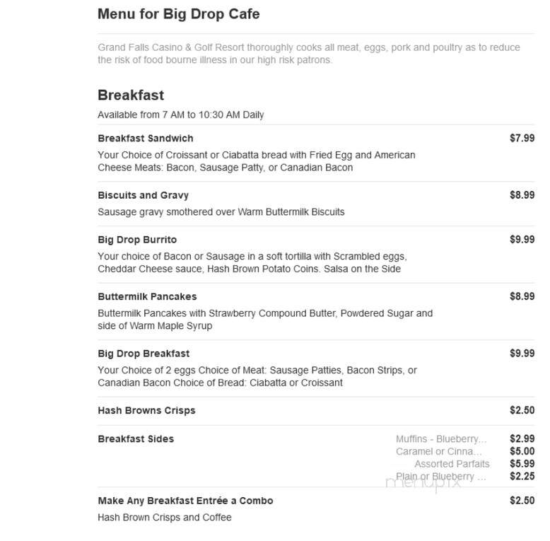 The Big Drop Cafe - Larchwood, IA menu_pic