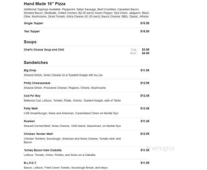 The Big Drop Cafe - Larchwood, IA menu_pic