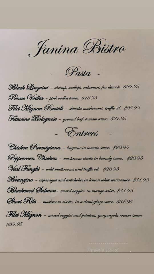Janina Bistro - Lebanon, NJ menu_pic