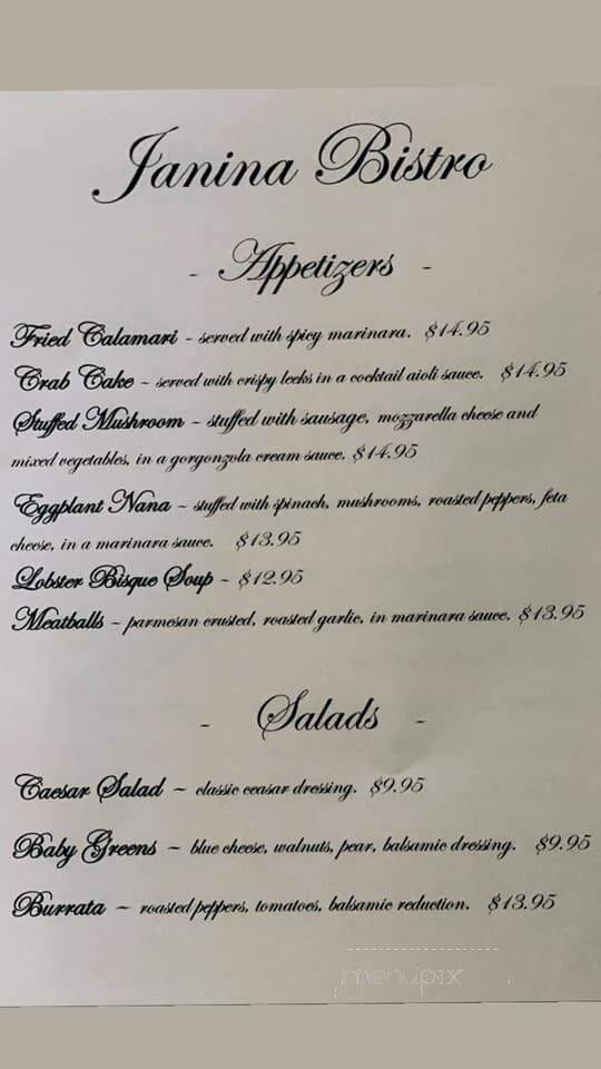 Janina Bistro - Lebanon, NJ menu_pic