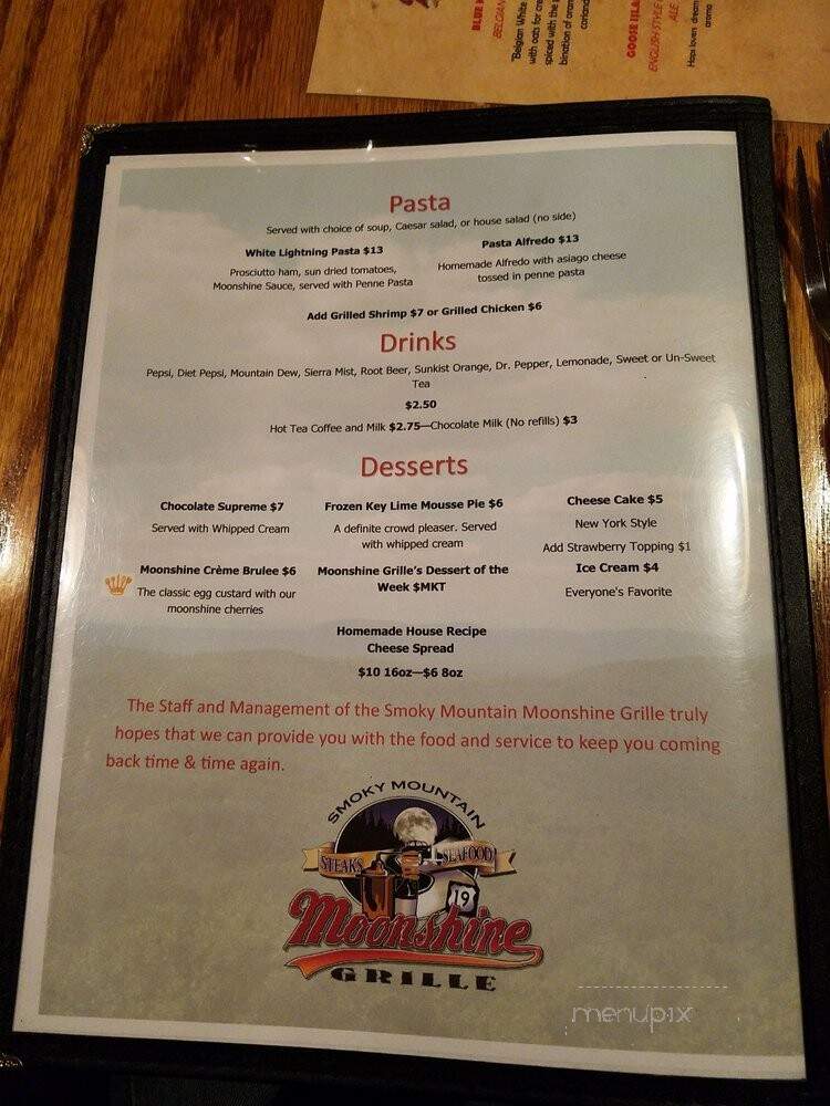 The Moonshine Grill - Maggie Valley, NC menu_pic