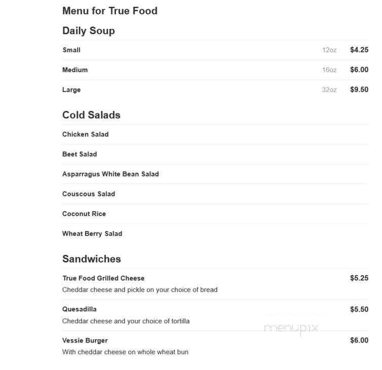 True Food - Nyack, NY menu_pic