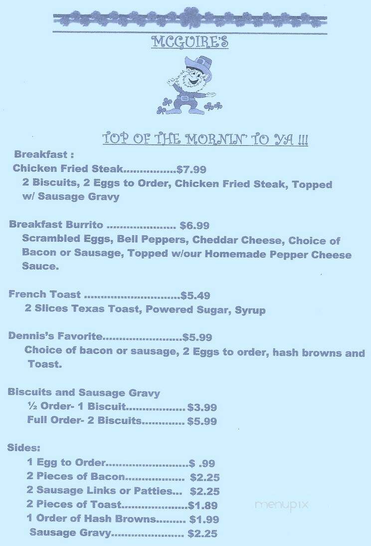 McGuire's Tavern - Overland Park, KS menu_pic