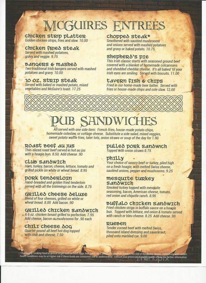 McGuire's Tavern - Overland Park, KS menu_pic
