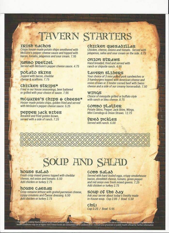 McGuire's Tavern - Overland Park, KS menu_pic