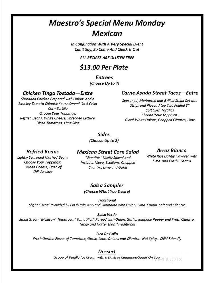 Maestro's Pizza - Portage, MI menu_pic