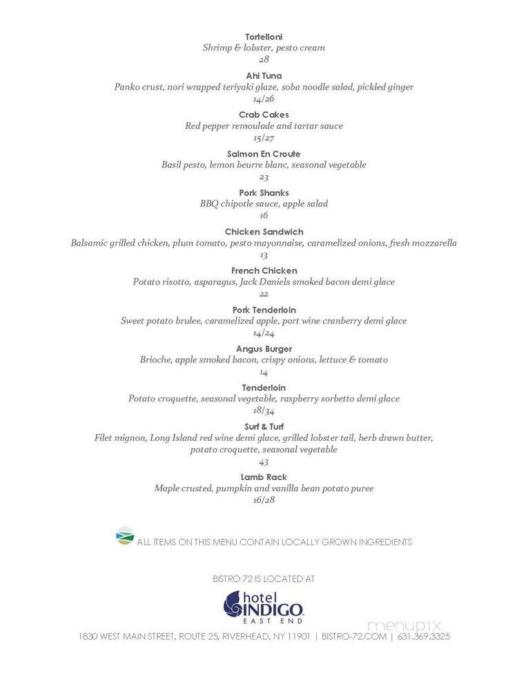 Bistro 72 - Riverhead, NY menu_pic
