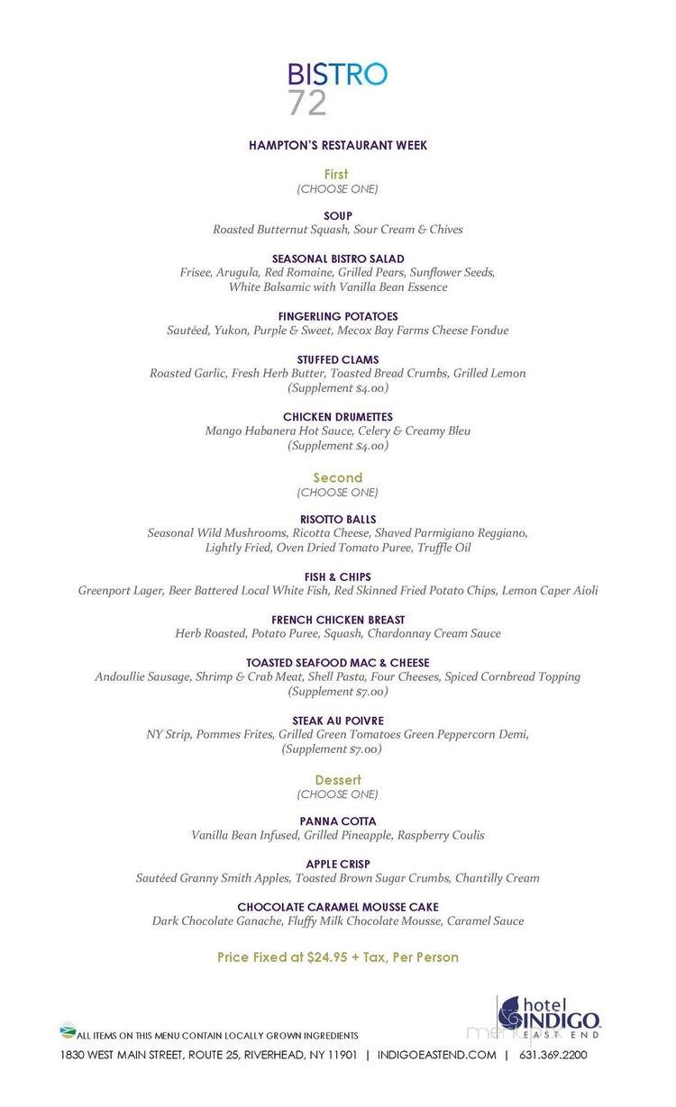 Bistro 72 - Riverhead, NY menu_pic