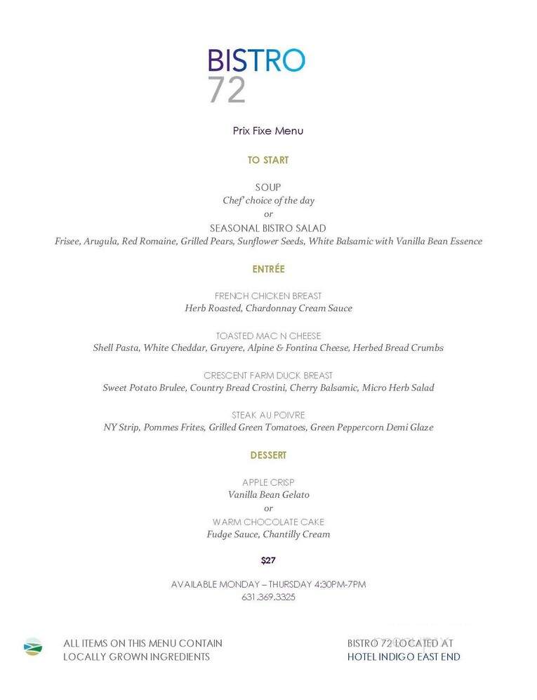 Bistro 72 - Riverhead, NY menu_pic
