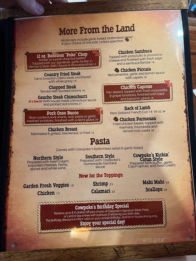 Cowpoke's Watering Hole - Sebring, FL menu_pic
