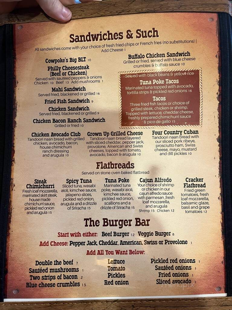 Cowpoke's Watering Hole - Sebring, FL menu_pic