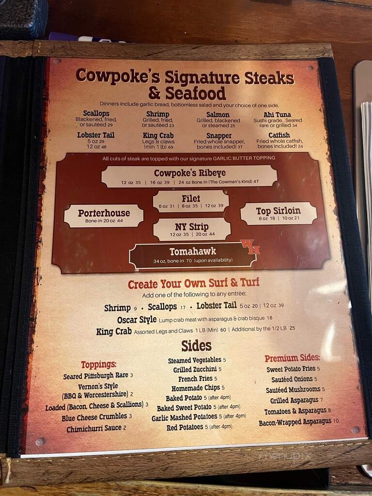 Cowpoke's Watering Hole - Sebring, FL menu_pic