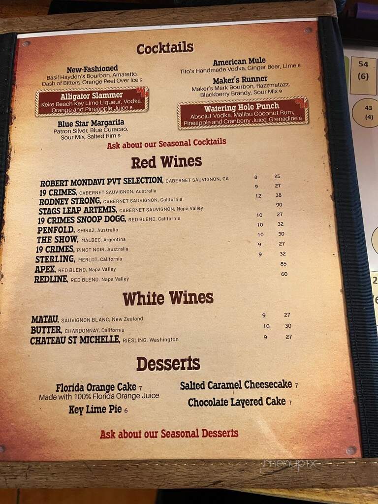 Cowpoke's Watering Hole - Sebring, FL menu_pic