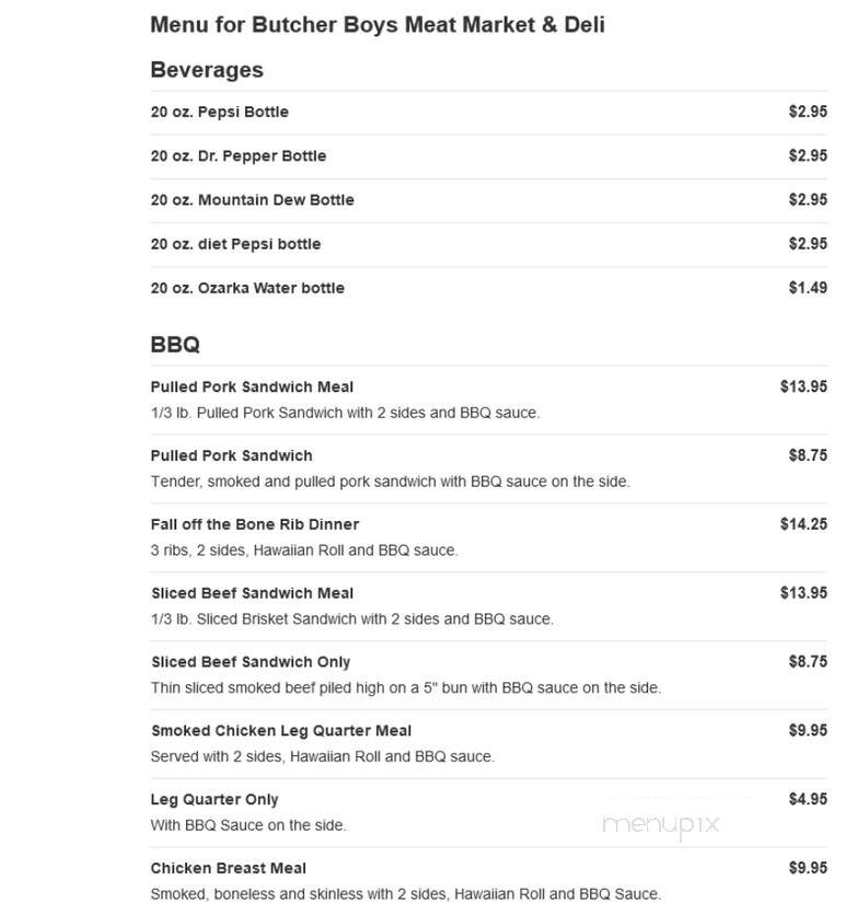 Butcher Boys Fresh Meat Deli - Van Buren, AR menu_pic